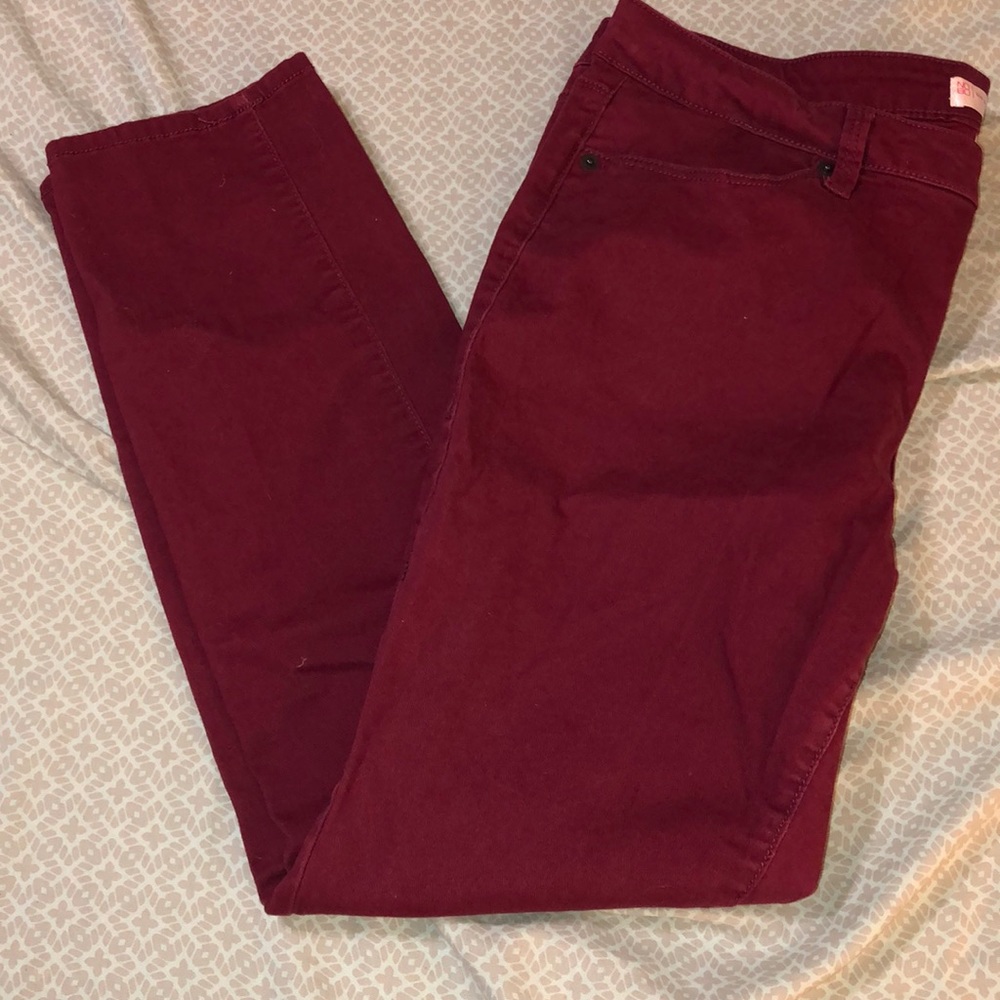 Wine red skinny jeans